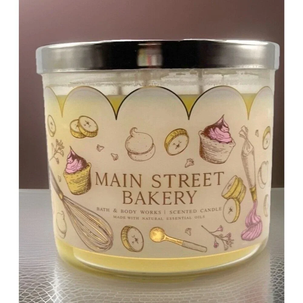 Bath & Body Works Bakery Candle Lot 3-Wick Set Main Street Bakery Chai Cookie
